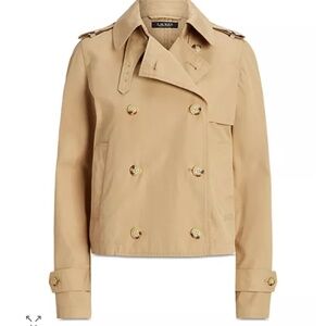 Lauren Ralph Lauren Double Breasted Short Cotton Trench Coat
